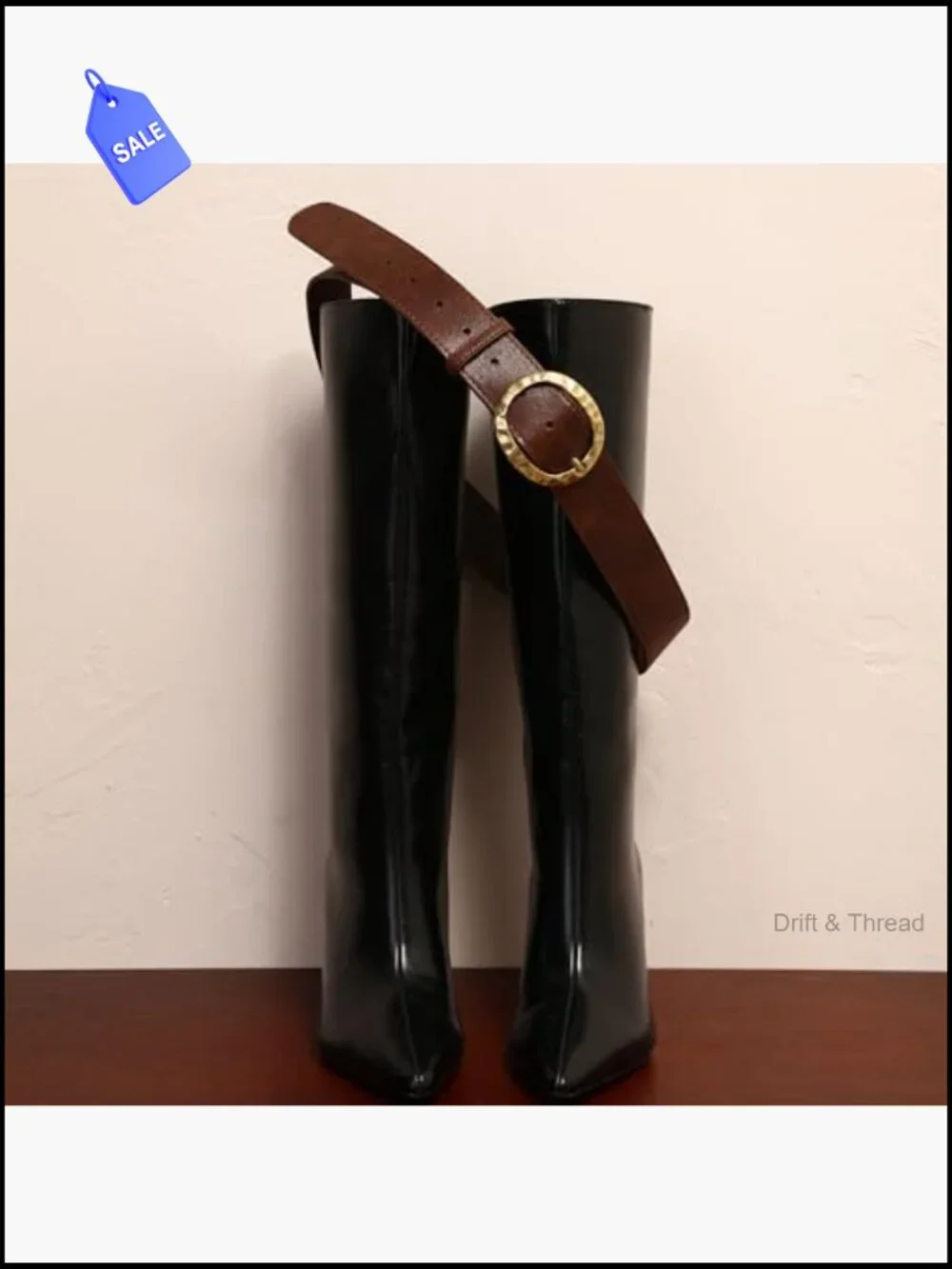 Vintage Chunky Western Faux Leather Belt with Retro Metal Oval Buckle